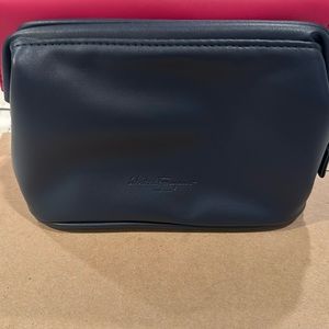 Salvatore Ferragamo Navy Travel Pouch / Cosmetic Bag